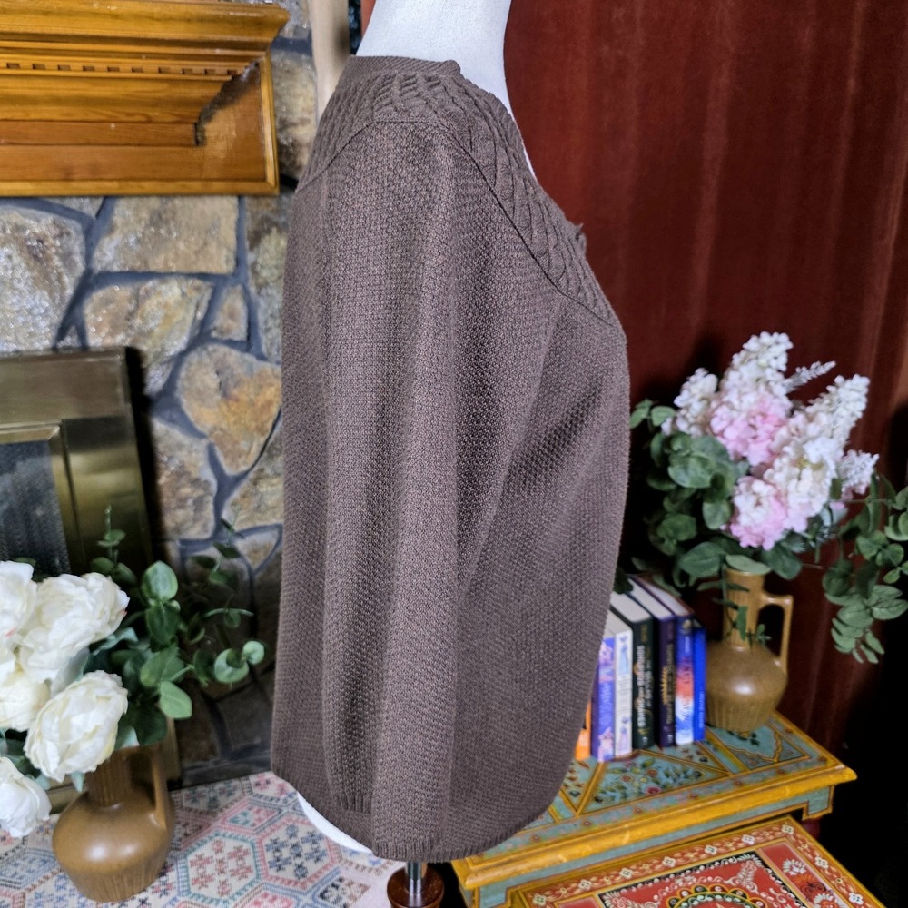 Croft & Barrow Cabincore Cable Knit Neutral Sweater Lagenlook‎ 100% Cotton Large - Picture 3 of 14